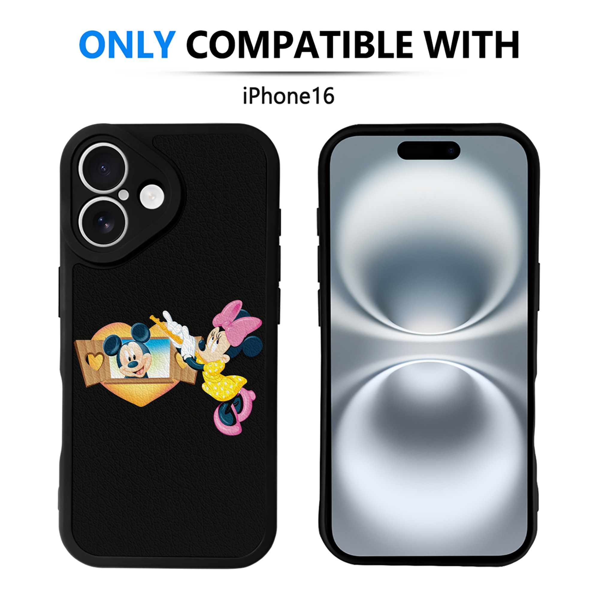 （画像用） ミッキーマウス Mickey Mouse 【iPhone 16シリーズ対応】シリコンスマホケース（レザー調） 材質：シリコン